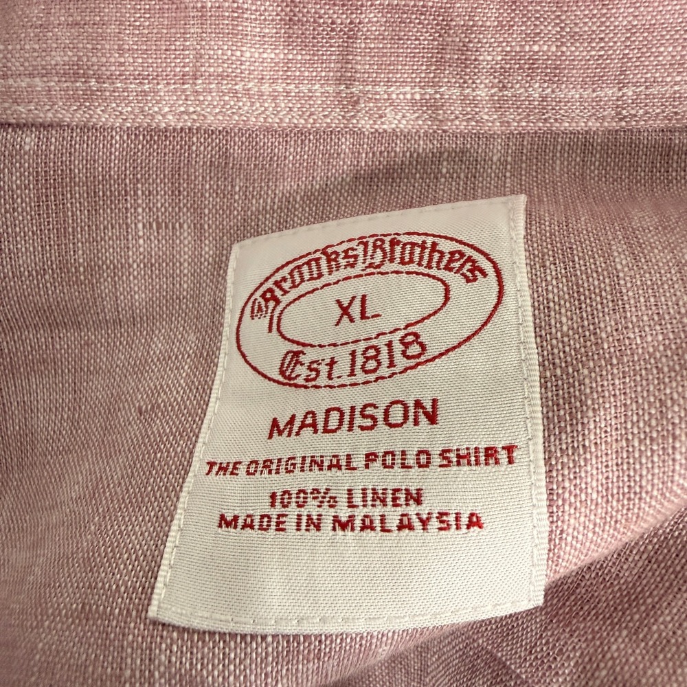 Brooks Brothers Madison Mens XL Pre-Owned Shirt Pink Baird McNutt Irish Linen - Picture 3 of 10
